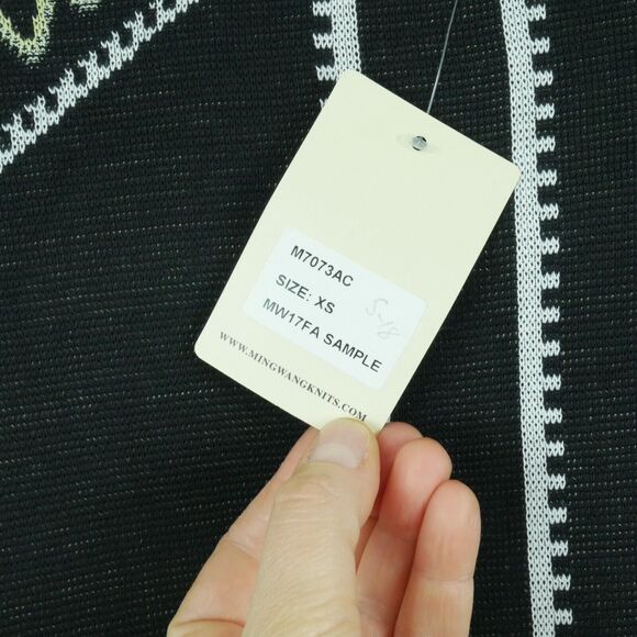 Ming Wang XS Jacket Knit Blazer Career Abstract Geometric Print Black Artsy - Picture 8 of 8